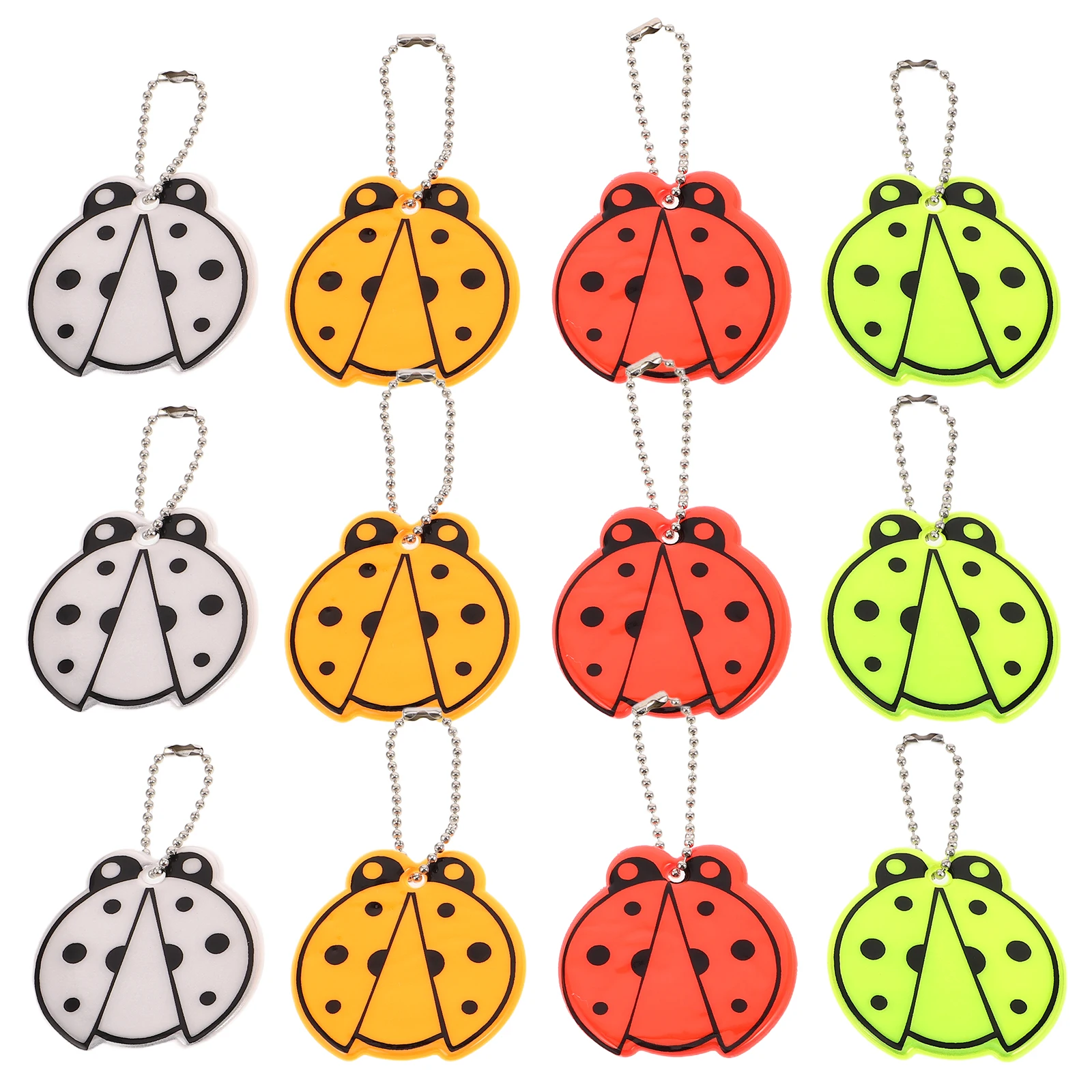 

12 Pcs Ladybug Pendant Backpack Decoration Bag Hanging Tag Reflective Key Holder Pvc