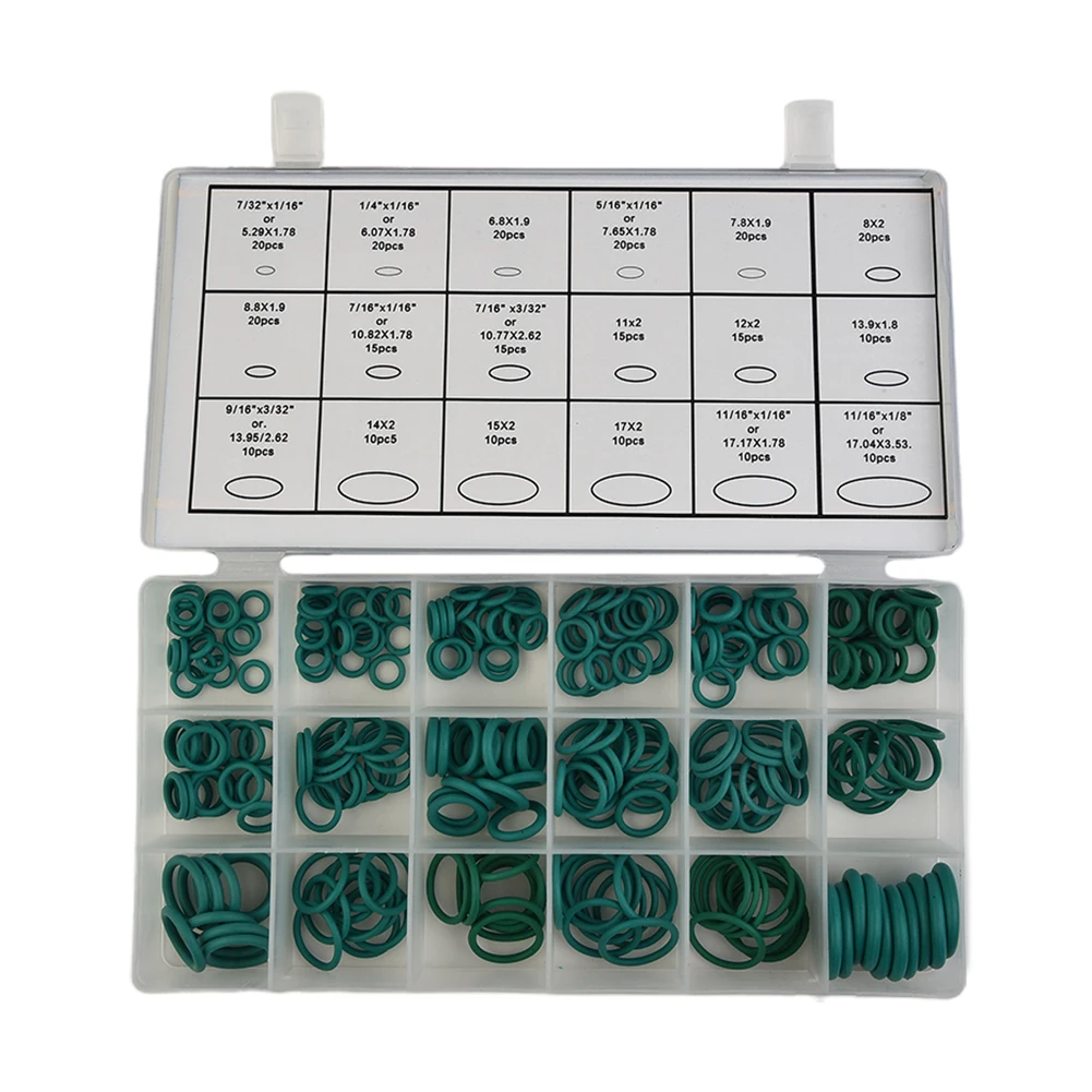 New R134a Sealing O-rings Seal Set Sealing Ring A/C Accessories Green With Plastic Case For Car Air Conditioning