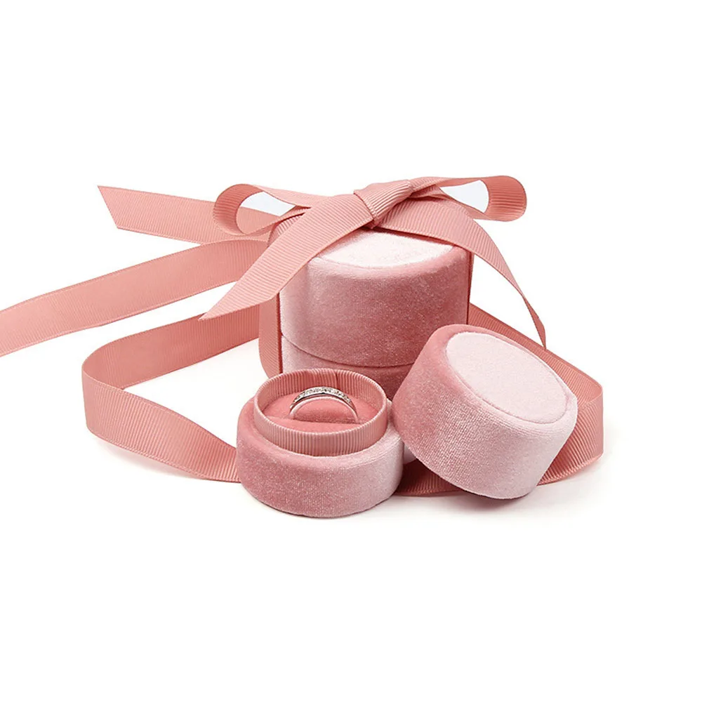 

Pink Color Round Velvet Engagement Ring Gift Box Necklace Displays Box Fashion Accessories Jewelry Box Jewelry Display