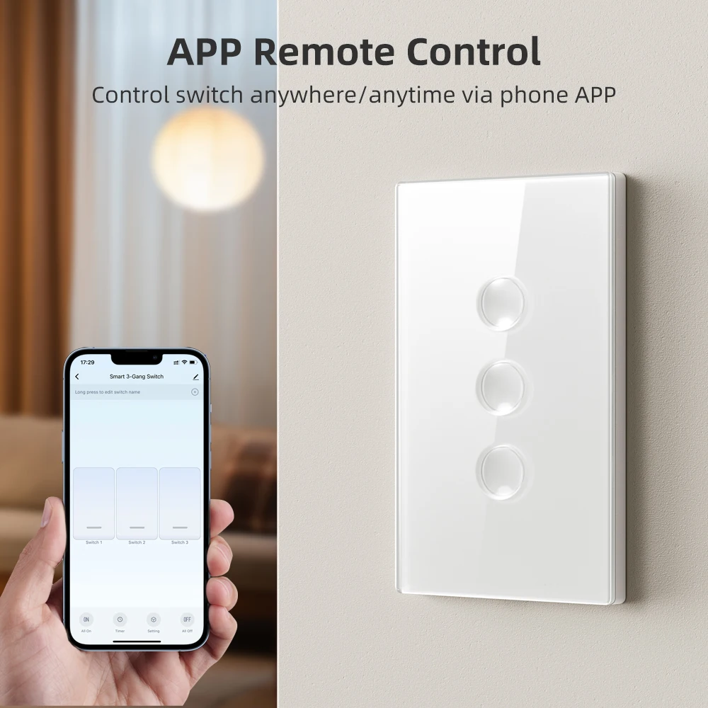 AVATTO Tuya Zigbee Smart Touch Switch 110-240V 1/2/3/4 Gang Interruttori della luce Zigbee3.0 Ripetitore di segnale funziona con Alexa Google Home