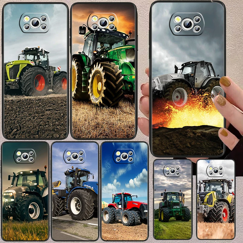 Farm Vehicle Tractor Black Phone Case For Xiaomi Mi Poco X5 X3 Pro X4 F4 F3 GT M5 M5s M4 M3 C55 C50 C40 5G