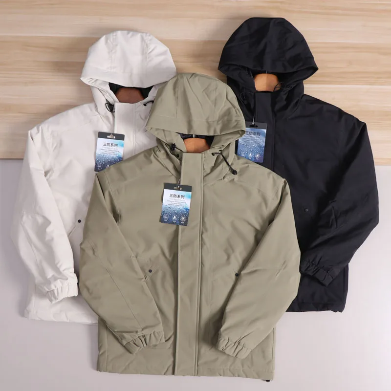 

Легкая спецодежда для улицы! Серия тройников! Мужская зимняя ветрозащитная теплая повседневная хлопковая куртка с капюшоном, модная