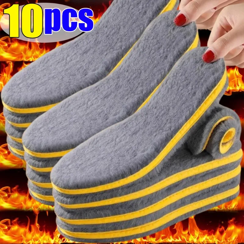 1-5pairs Self Heating Insoles for Winter Sports Shoes Snow Boots Warm Thermal Cushioned Plush Inserts Unisex Adult Foot Warmth