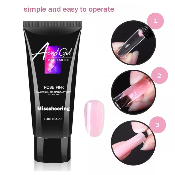 15ml Nail Extension Gel Nail Build Poly Nail Acrylic Gel Nail Polish Gel Crystal Color Quick Build Strong Longer Nail