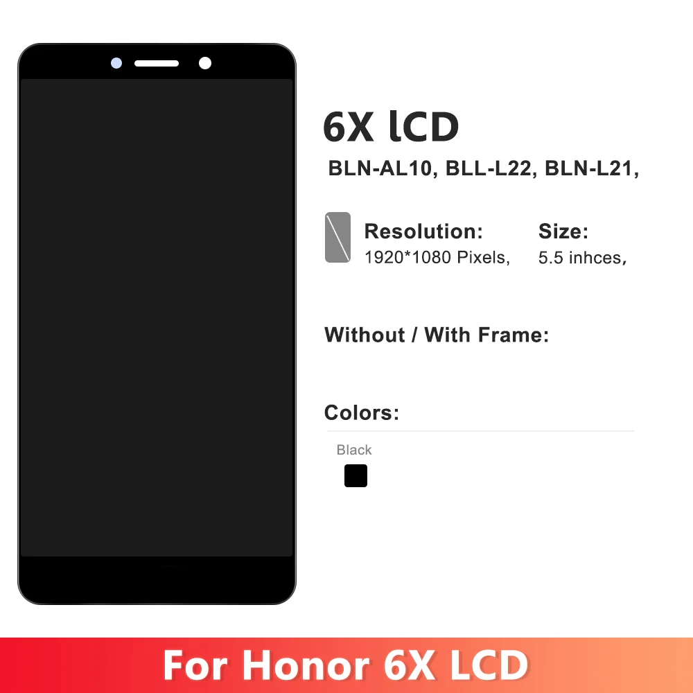 Ekran wyświetlacza 5,5 cala dla Honor 6X BLN-AL10 L21 BLL-L22 Wyświetlacz LCD Ekran dotykowy Digitizer Zamiennik dla Honor6X