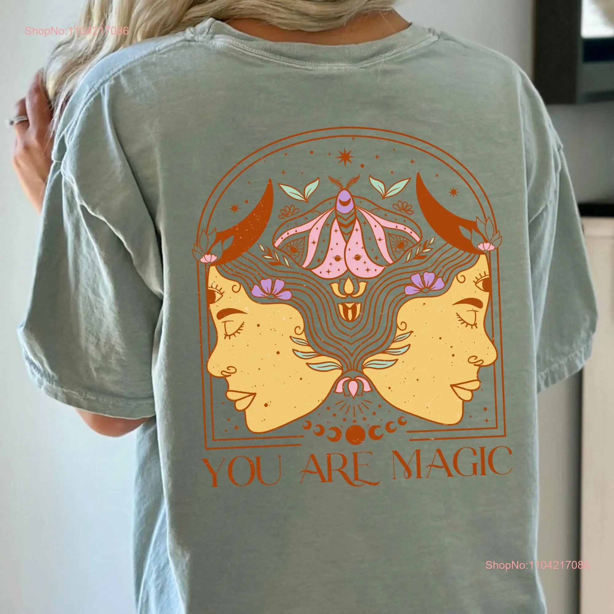 You Are Magic T Shirt Boho Bohemian Inspired Celestial Print On Back Oversize Comfort Colors long or short sleeves