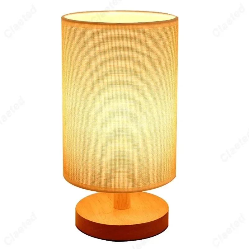 Lampe de Table de oral et en Bois Massif avec Perles LED, Abat-Jour Créatif en Tissu, Protection des Yeux, Éclairage d'Nikde Maison, Décoration Simple de Chambre à Coucher