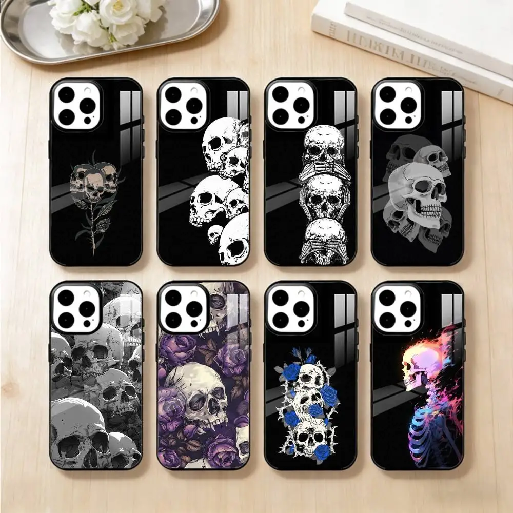 

Spooky Skull Patterns Phone Case For iPhone 17,16,15,14,13,Pro,Max,Plus,Magnetic For Magsafe Wireless Charging