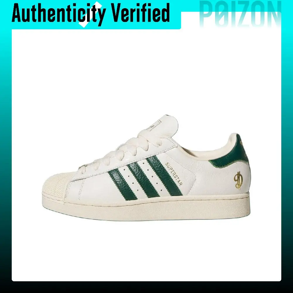 Adidas Originals SUPERSTAR Skate Shoes Unisex Low-top White/Green/Gold JQ6119