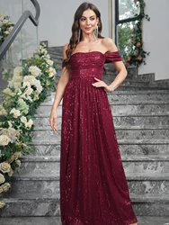 Women Plus Size Elegant Burgundy Off Shoulder Bridesmaid Dress With Sequins Split Slit Hollow Mermaid Dinner Cocktail Party dres