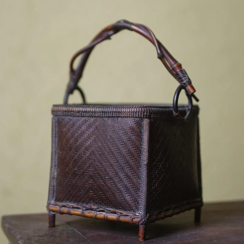 Handmade bamboo basket, charcoal storage basket, carbon basket, boiling water and tea carbon stove
