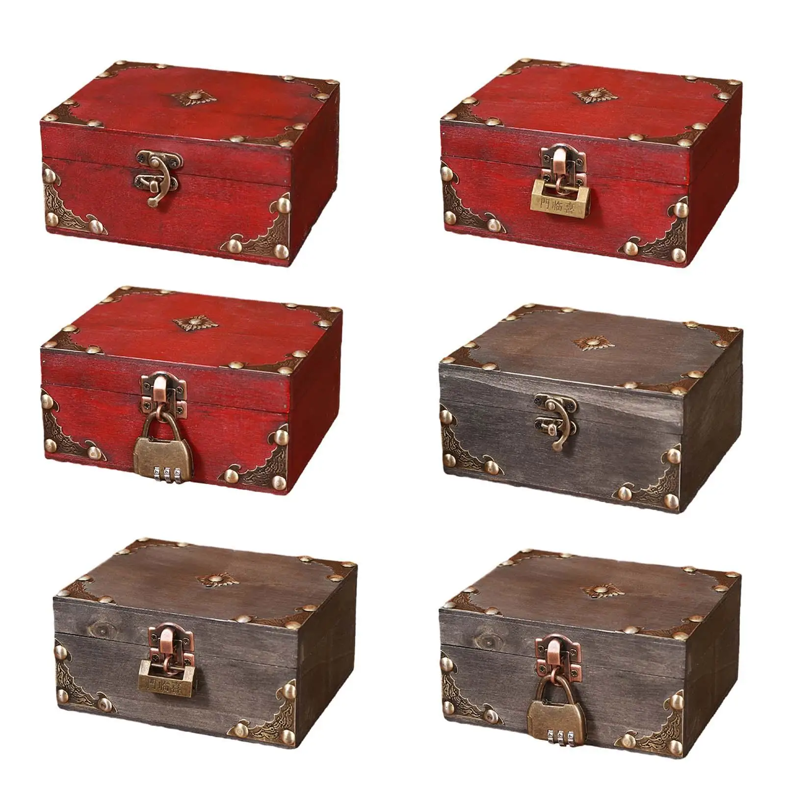 Wooden Jewelry Box Treasure Chest Craft Box Jewelry Organizer Jewelry Storage Box for Charm Necklace Treasure Rings Festival