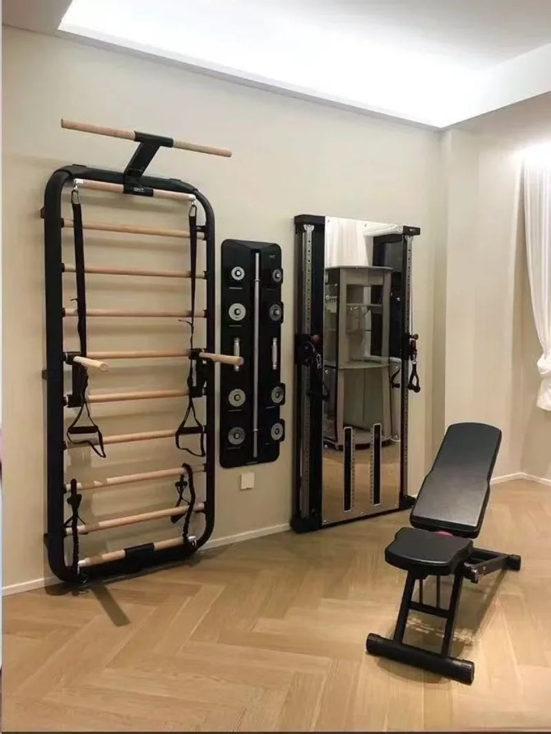 Fitness horizontal bar household wooden frame single and double rod stretching body