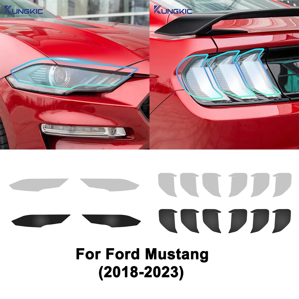 

Дымчатая черная фара, задний фонарь для Ford Mustang 2018 2019 2020-2023, автомобильная защитная пленка, прозрачная наклейка из ТПУ, аксессуары