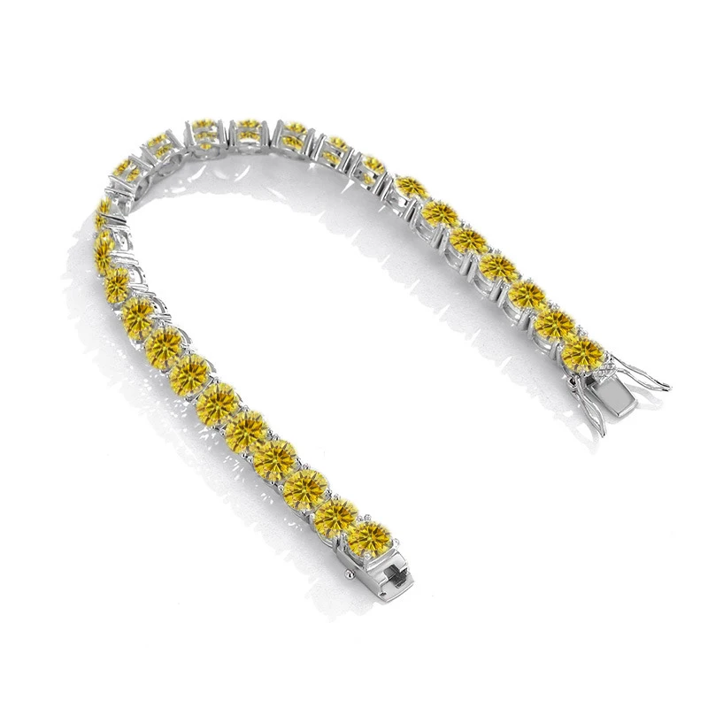 5mm Original Gray Yellow Moissanite Tennis Bracelets for Women Men Lab Diamond with GRA Wedding Jewelry 925 Sliver Bracelet