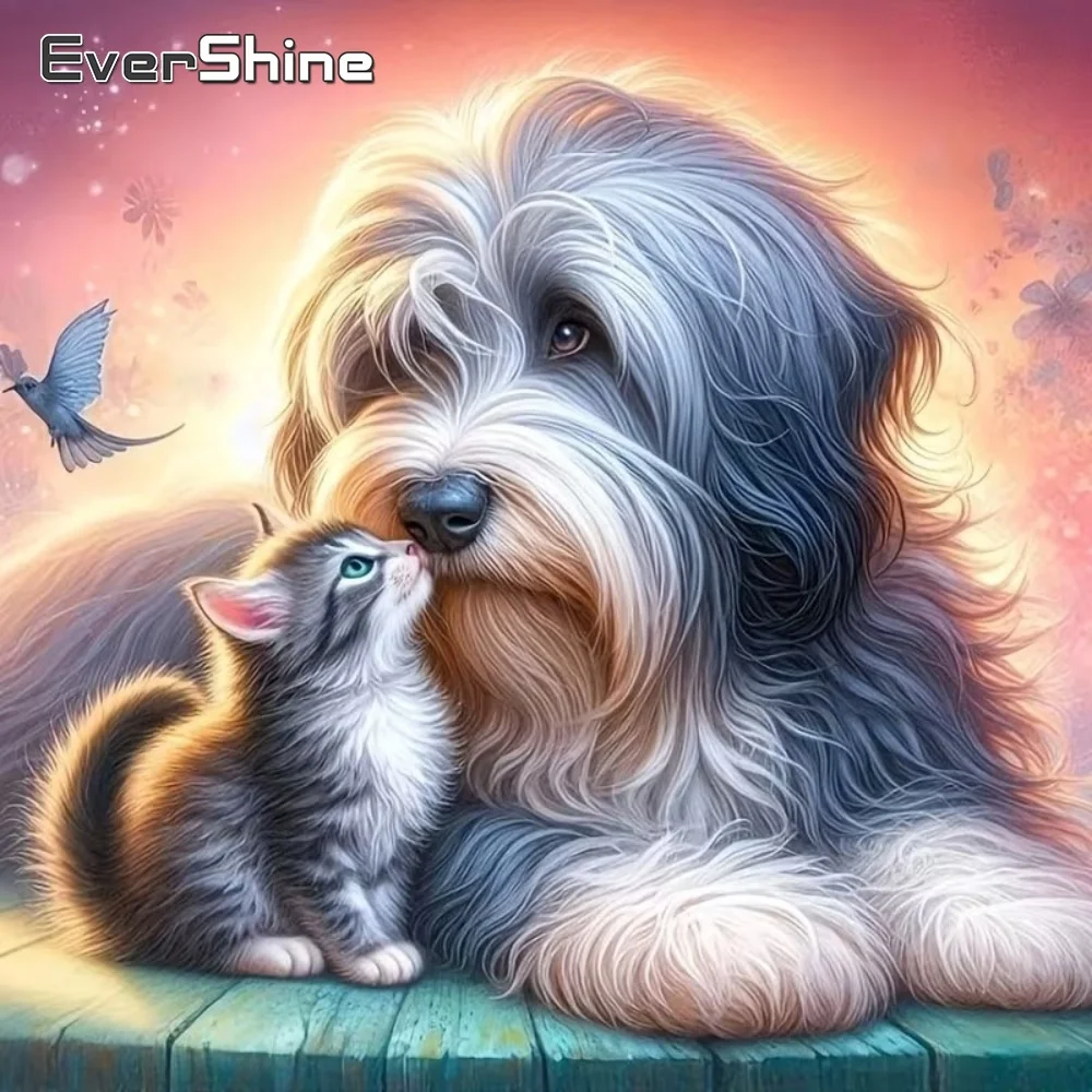EverShine Neuheit Diamantmalerei Hund Tier Vollquadrat-Drill DIY Stickerei Acryl Bastelbedarf Mosaik Katze Einzigartiges Geschenk