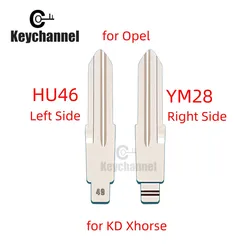 Lame de clé à distance universelle en métal, clé de voiture vierge, HU46 KD, EllYDIY, VVDI, JMD, télécommande Xhorse pour Opel Corsa, YM28, 10 pièces par lot