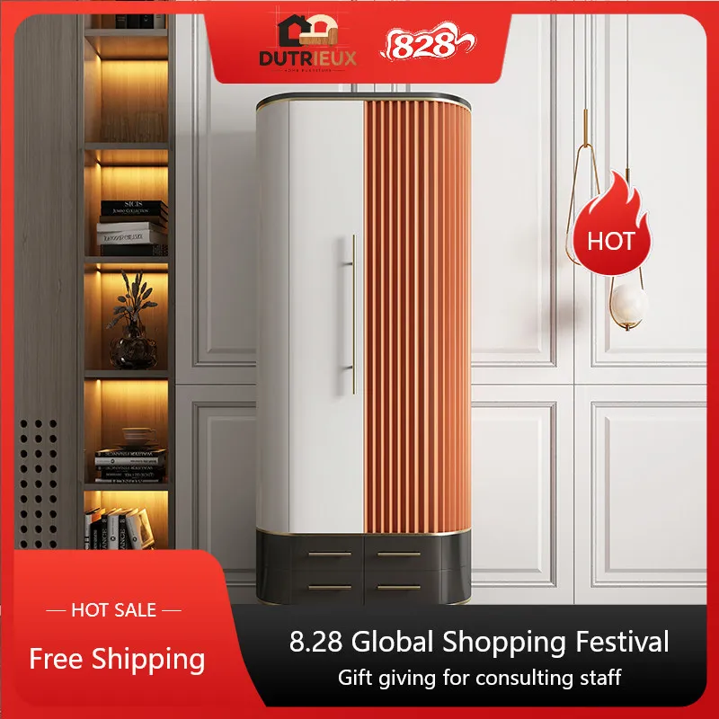 Nordic Quiet Luxury Wardrobes Wood Orgnizer Proof Clothing Dressing Wardrobes Storage Rack Locker Armarios De Ropa Funitures
