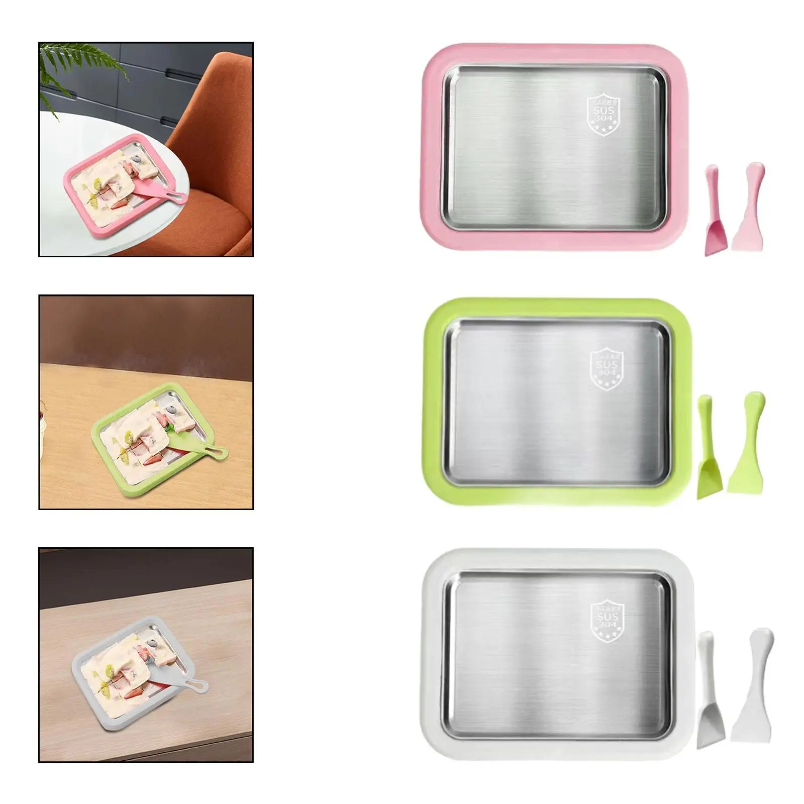 

Rolled Ice Cream Maker Easy to Use Fun Parent Child Activities Versatile with 2 Scrapers Icecream Cold Plate Ice Cream Machine