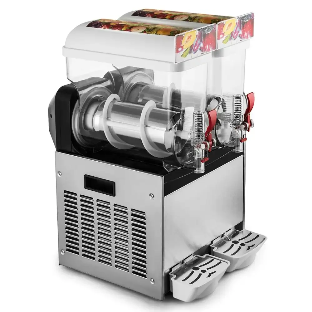 Vendita calda 700W uso commerciale 15L * 2 Double-Bowl Full Size Slush Frozen Drink Machine