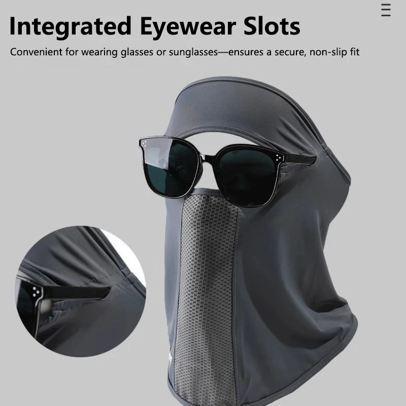 Ice Silk Full Face Neck Integrated Sun Protection Mask For Men Women UV Protection Breathable Outdoor Face Cover Cycling Driving