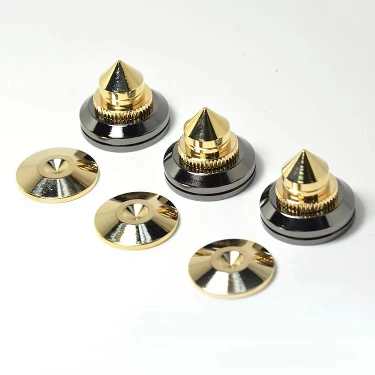 Imagem -06 - Ouro-plated Speaker Metal Spikes Stands Liga Subwoofer cd Amplificador Turntable Pés de Isolamento com Fita Dupla Face Set