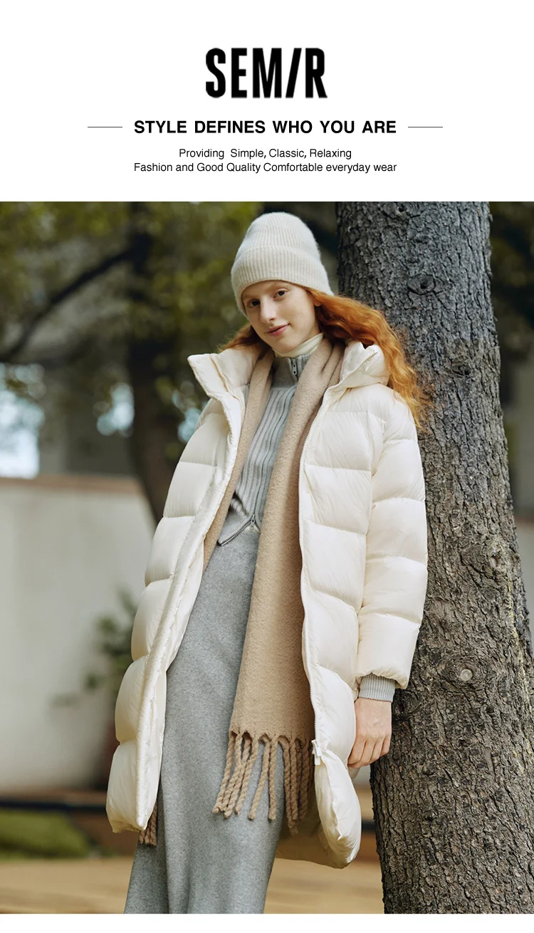 Semir Daunenjacke für Damen, Winter, lang, 90 % Entendaunen, wasserdicht, ölfest, schmutzabweisend, 2026, neue einfarbige Winterkleidung mit Kapuze für Damen – Detail 1