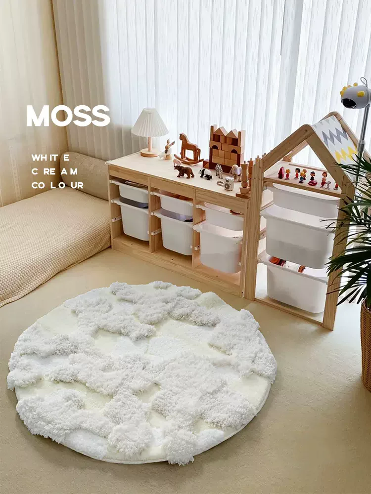 Green Tufted Moss Round Carpet For Living Room Home Computer Chair Round Rug Sofa Coffee Table Floor Mats Kids Bedroom Area Rug