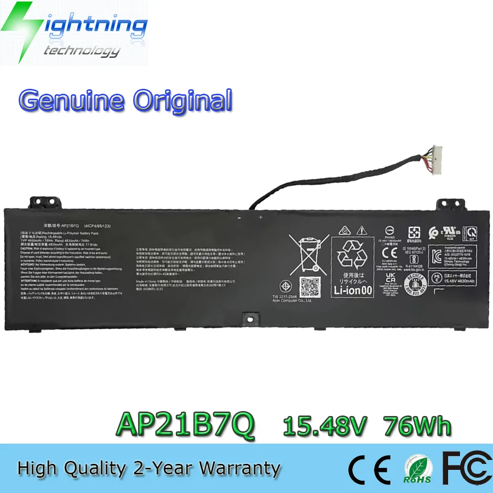 NEW Original AP21B7Q 15.48V 76Wh Laptop Battery For Acer Predator TRITON 300 SE PT314-52S PT314-51 SFX16-61G