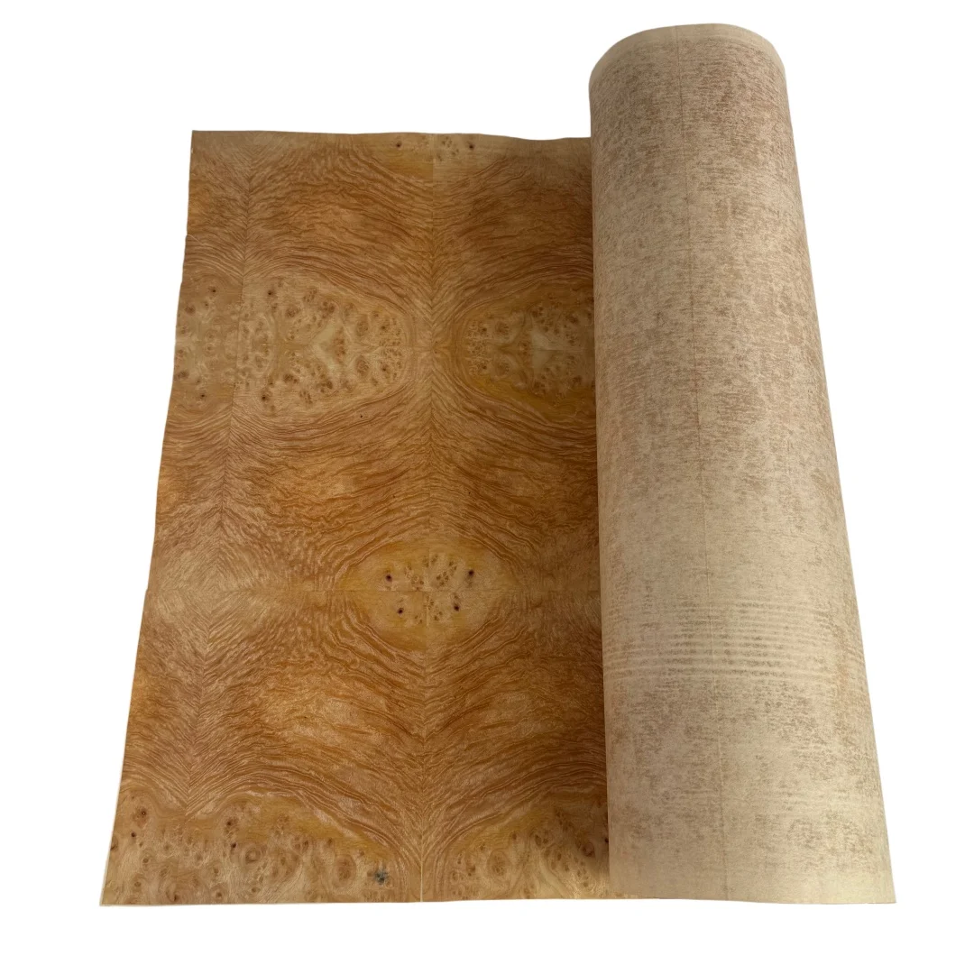 Mountain Fragrant Tree Burl Veneer, 0.3mm, 250x58cm, For Old Furniture & Guitar Top.(Backing Non-woven Fabric)