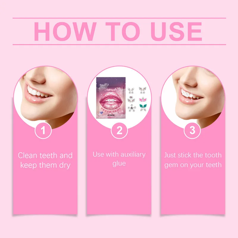 Eelhope Crystal Tooth Gems Teeth Whitening Stickers Enhance Smile Brightness Long  Lasting Easy To Use For All Tooth Types
