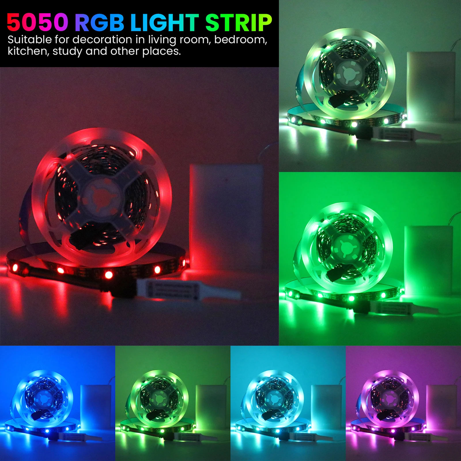 3AA Battery Box RGB Led Strip DC5V 5050 30LEDs/M Bluetooth 24/44Keys Remote Control Flexible Tape Waterproof Led TV Backlight