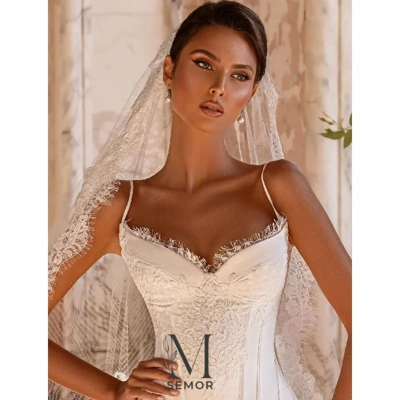 Semor Customized Lace Spaghetti Strap Short Wedding Dress 2026 Exquisite Sheath Mini Bridal Gown Sweetheart Collar Robe De Marié