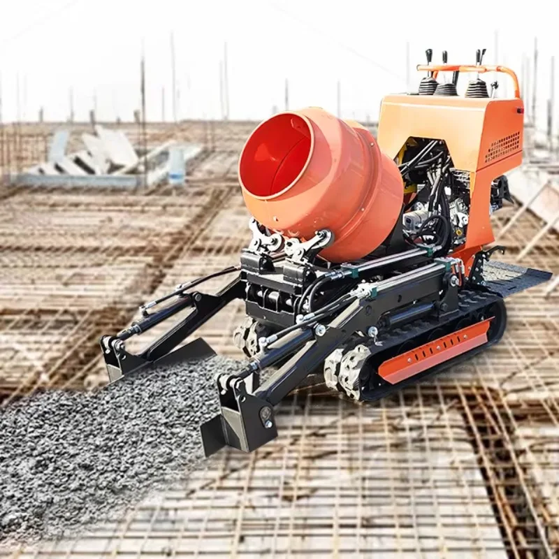 Mini Mobile Concrete Mixer, Self-loading Crawler-type Small-sized Concrete Mixer