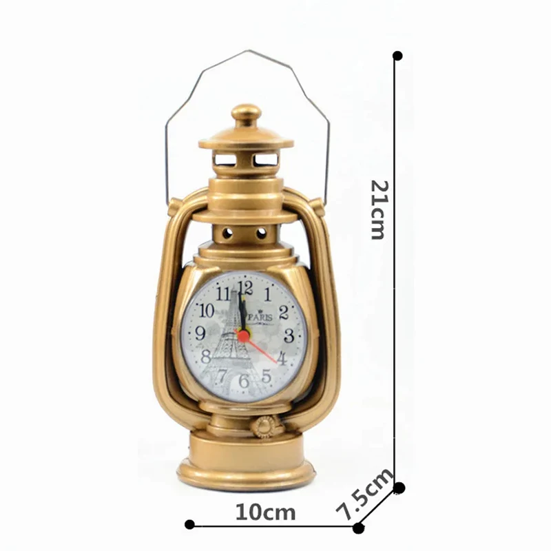 1PC Retro Alarm Clock Creative Oil Lamp Alarm Clock Watch Home Living Room Office Decoration Desktop Table Clocks Ornament
