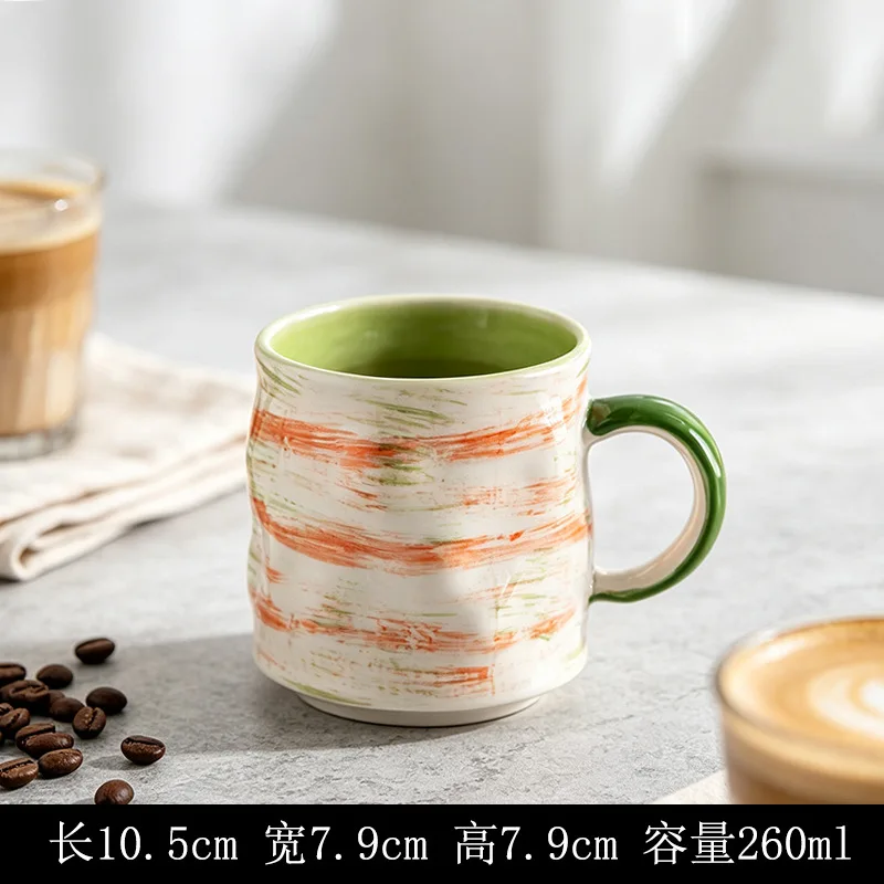 Keramische handgeschilderde koffiekop, hoogwaardige esthetiek, ovengebakken mok, eenvoudige retro ontbijtkop, koppelskop, hotel, homestay