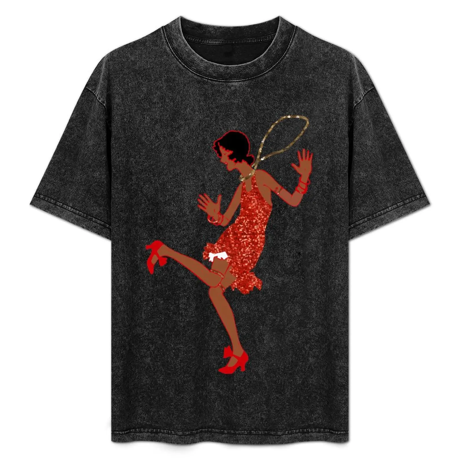

red sequin print black flapper T-Shirt Cool Feeling Summer Tee Shirt