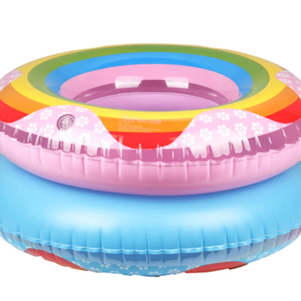90 سنتيمتر نفخ سميكة طوافة بلاستيكية للسباحة قوس قزح بولي كلوريد الفينيل تعويم لحمام السباحة الشاطئ ممارسة وقت الفراغ حلقة سباحة قابلة للنفخ #1