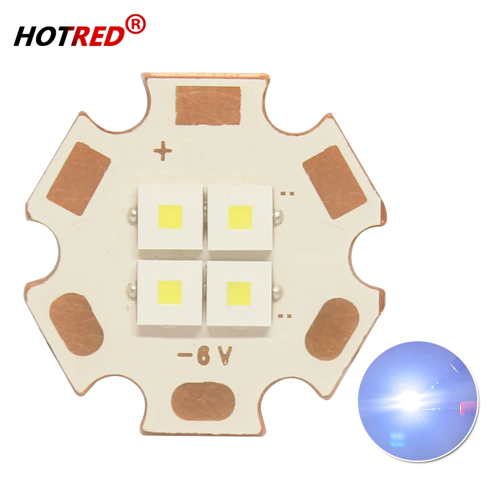 High Power LED 10W 20W 30W 3V 6V 12V 4Chips XPL-HI Cold White 3500lm Diode for flashlight Car Lamp DIY with 20mm Copper Board