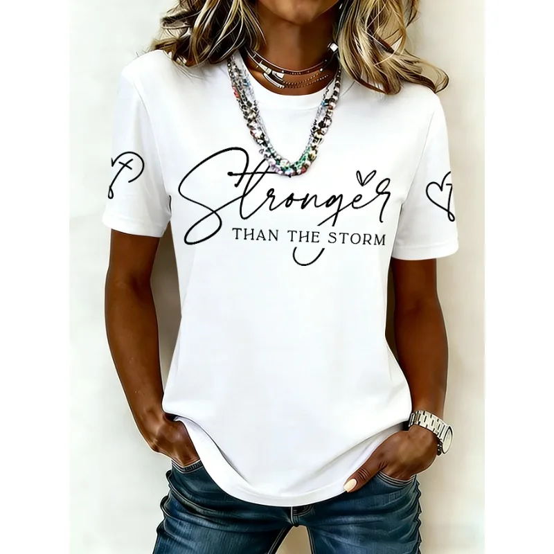ilstile Women's Mental Health Print T-Shirts Short Sleeve  O Neck Summer Black Green Pink Tops Casual Tees New Arrival