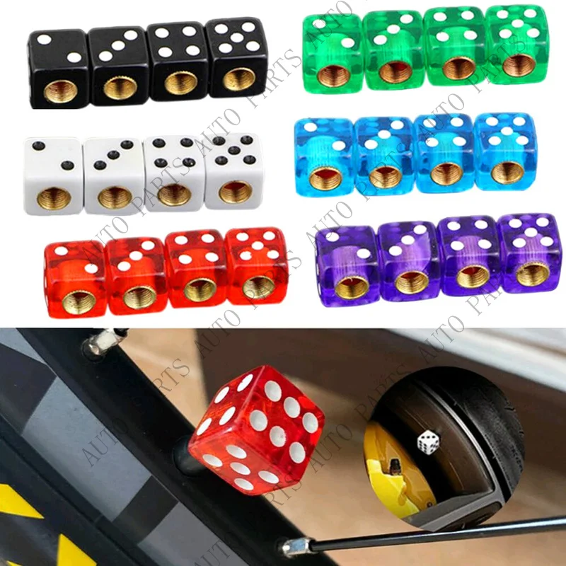 A+ for 4x Dice Wheel Tyre Tire Caps Valve Stems Air Dust Cover Car Truck Bike Accessory view 4