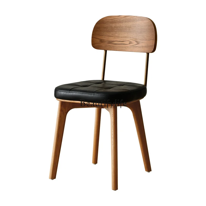 

Nordic Minimalist Backrest for Dining Chair Minimalist Restaurant Leather Chair Small Apartment Home