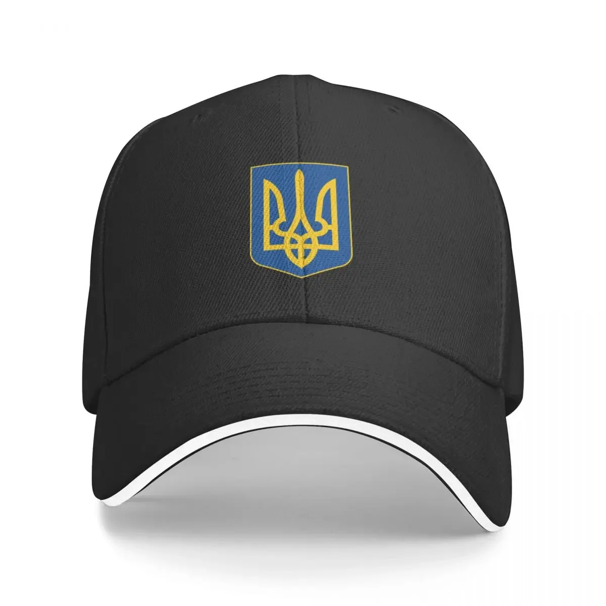 

idi nahui, A stylised trident symbol in gold on a background shield. Baseball Cap Cosplay Hats Man Women's