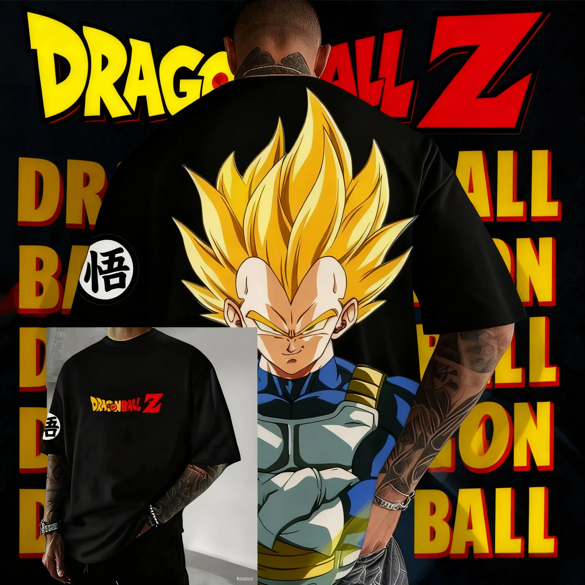 2025 Summer Dragon Ball Super Saiyan Vegeta 100% Cotton Printed T-shirt Men's New Anime Printed Casual Japanese Loose Plus Size