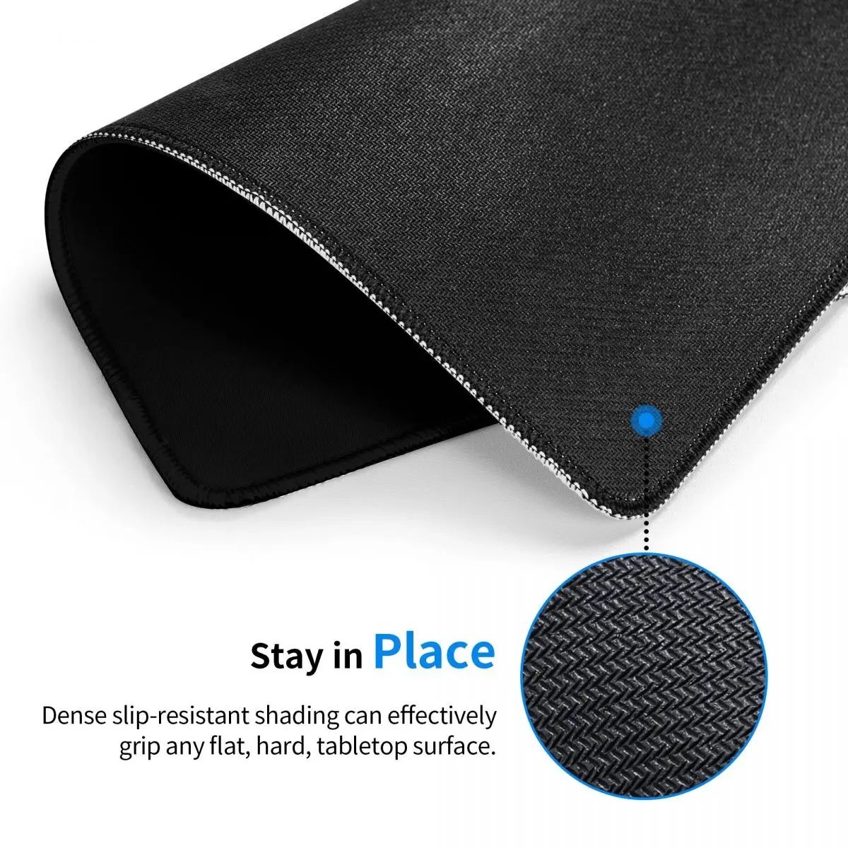 Black Blue Hexagon PC Desk Mouse Pad Soft Mousepad With Stitched Edges Non-Slip Rubber Hexagonal Honeycomb Mouse Mat for Gaming