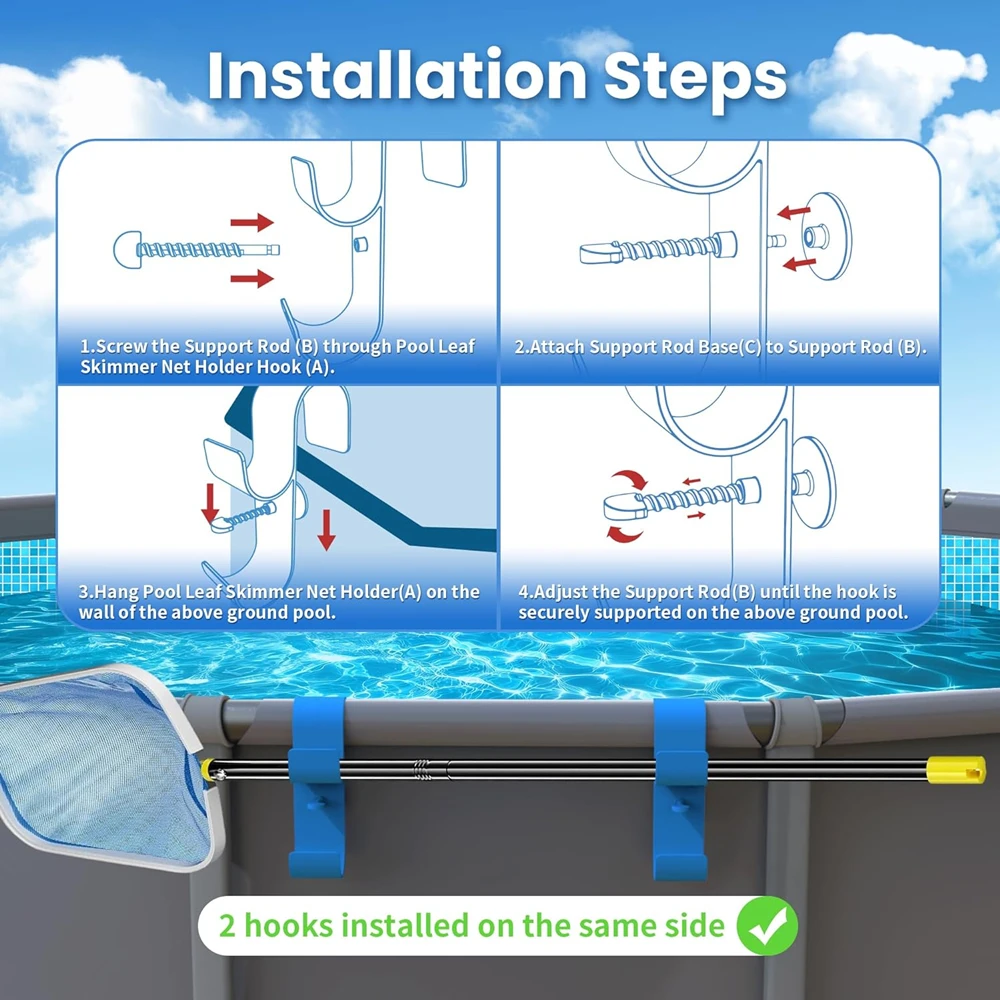 1/2 szt. Hak do uchwytu na rurę basenową regulowana boczna półka do przechowywania basenu basen przy basenie liść skimmer uchwyt na siatkę akcesoria