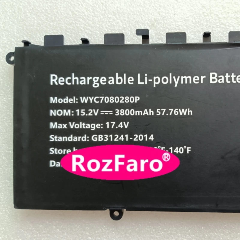 RozFaro For Ninkear DS16 LVBIAO WYC7080280P 7080280P 15.2V 3800mAh 57.76Wh Laptop Battery For Grefu HUAV DS16 Crelander DS16