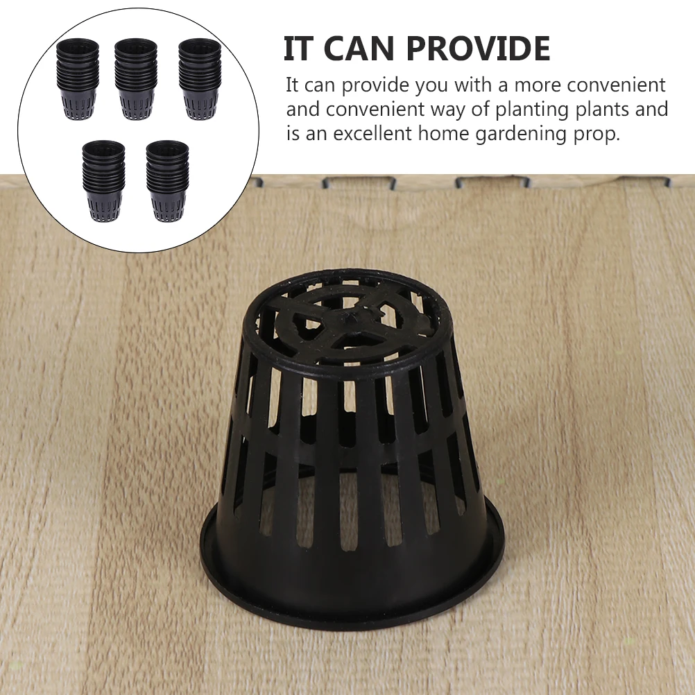 

Hydroponic Mesh Pots Black Garden Net Bucket Plant Nursery Basket Plastic Planter Container Lightweight Flower Pot Seeding