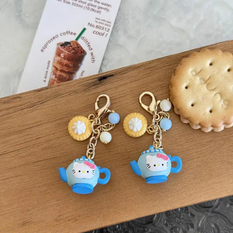 

Sanrio Hello Kitty Phone Chain Kawaii Teapot Cookies Zipper Buckle Ccd Camera Keychain Girl Birthday Creative Gift Peripherals