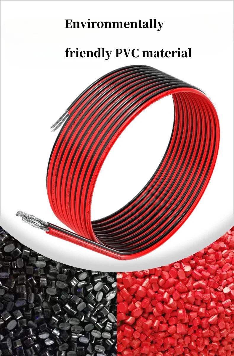 5/10/20M 2468 2 Pins Electrical Wire Tinned Copper Insulated PVC Extension LED Strip Cable 30/28/26/24/22/20/18/16 Gauge AWG